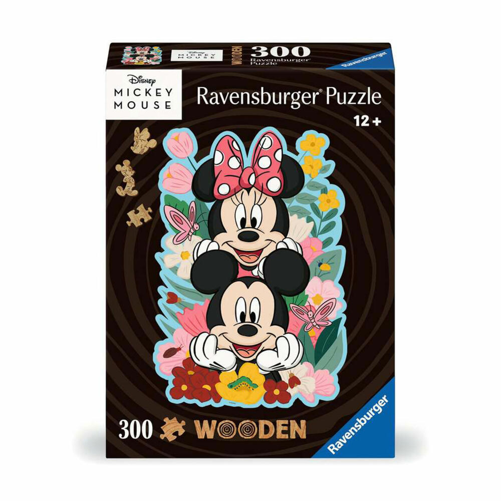 Ravensburger Wooden Puzzle Disney Mickey & Minnie, 300 pieces, contour wooden puzzle, from 12 years, 12000762