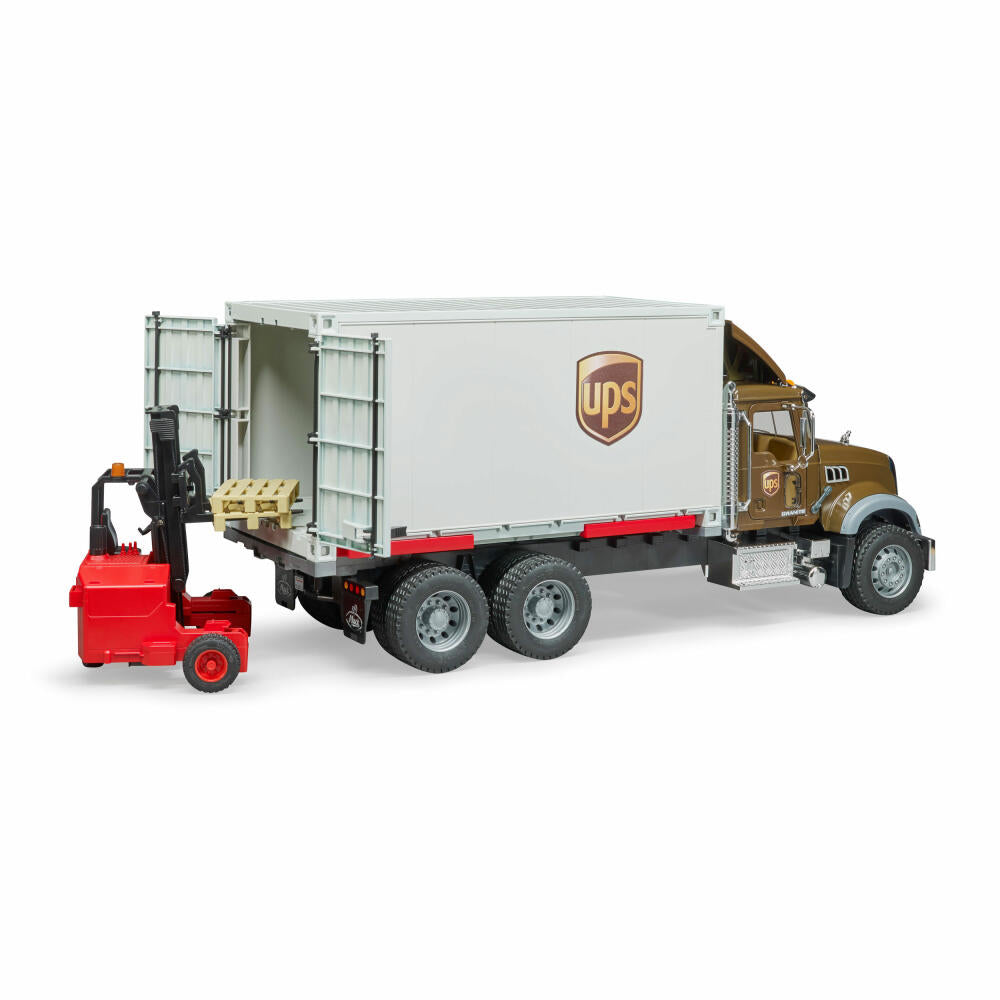 Bruder Commercial Vehicles MACK Granite UPS Logistics Truck, with Forklift, Model Vehicle, Model Vehicle, Toy, 02828