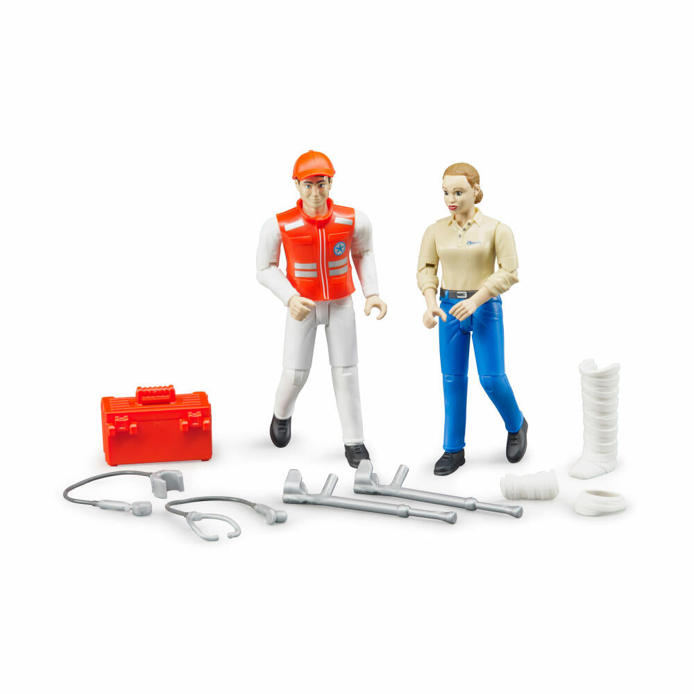 Bruder bworld Figurenset Rettungsdienst, 11-tlg., Sanitäter, Spielfigur, Modell, Spielzeug, 62710