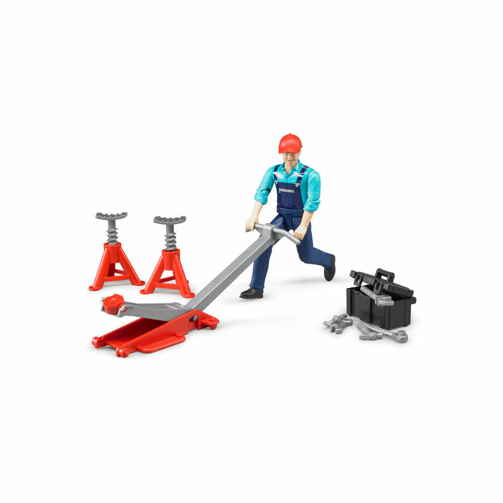 Bruder bworld Figurenset Werkstatt, 10-tlg., Mechaniker, Werkzeug, Spielfigur, Figur, Modell, Spielzeug, 62100
