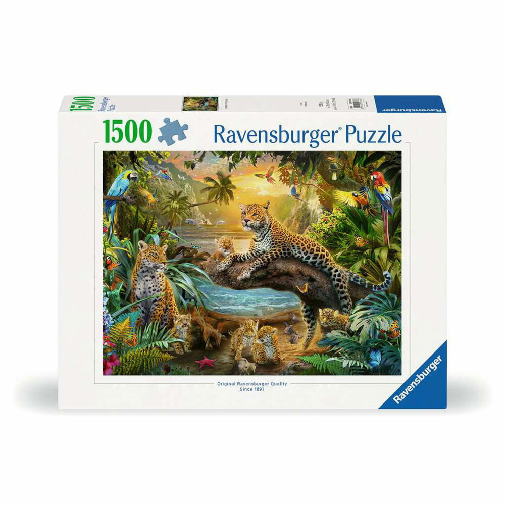 Ravensburger Puzzle Leopardenfamilie im Dschungel, Erwachsenenpuzzle, 1500 Teile, 12000738