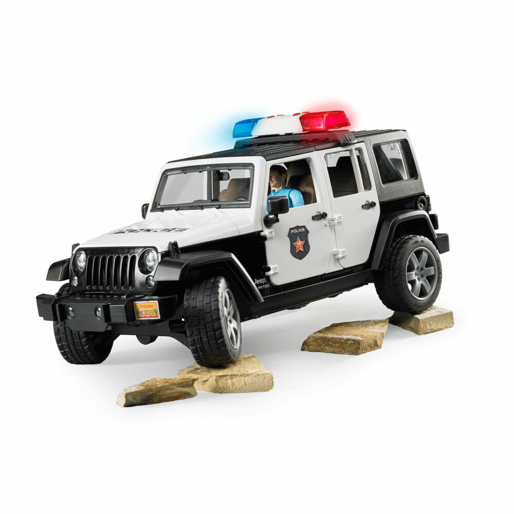 Bruder emergency vehicles Jeep Wrangler Unlimited Rubicon police vehicle, with policeman, police car, model vehicle, model vehicle, toy, 02526
