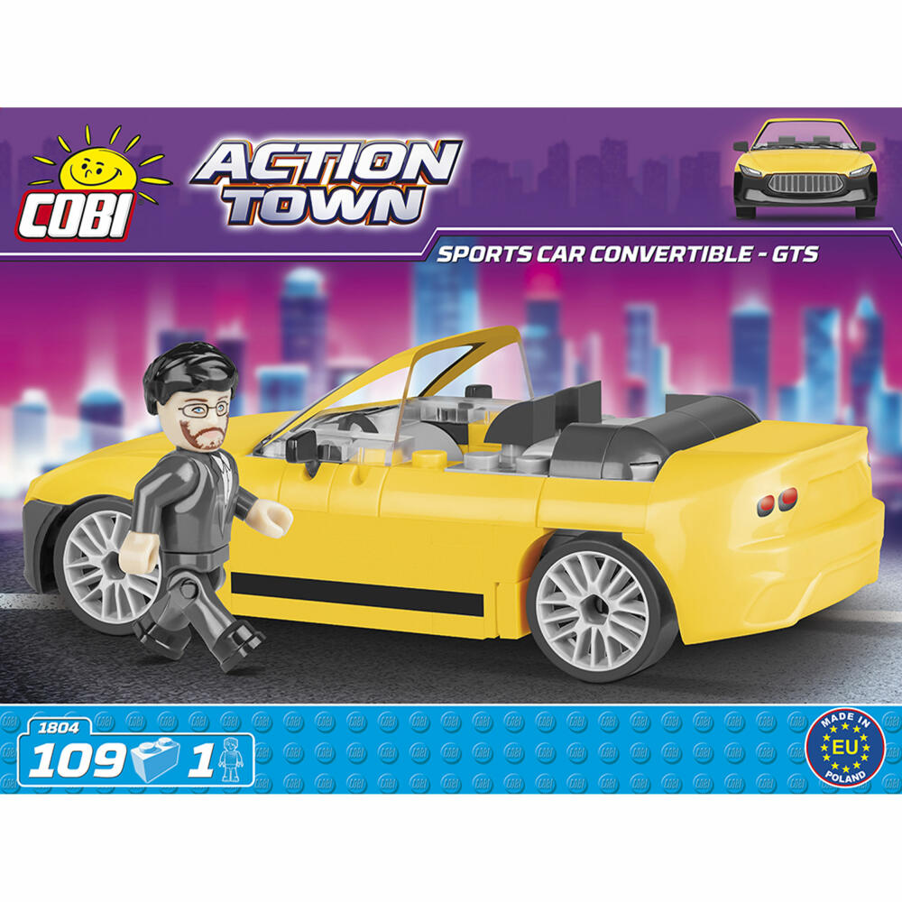 COBI Action Town Sports Car Convertible GTS, Sportliches Cabrio, Fahrzeug, Auto, Spielzeug, Konstruktionsbausteine, 109 Teile, 1804