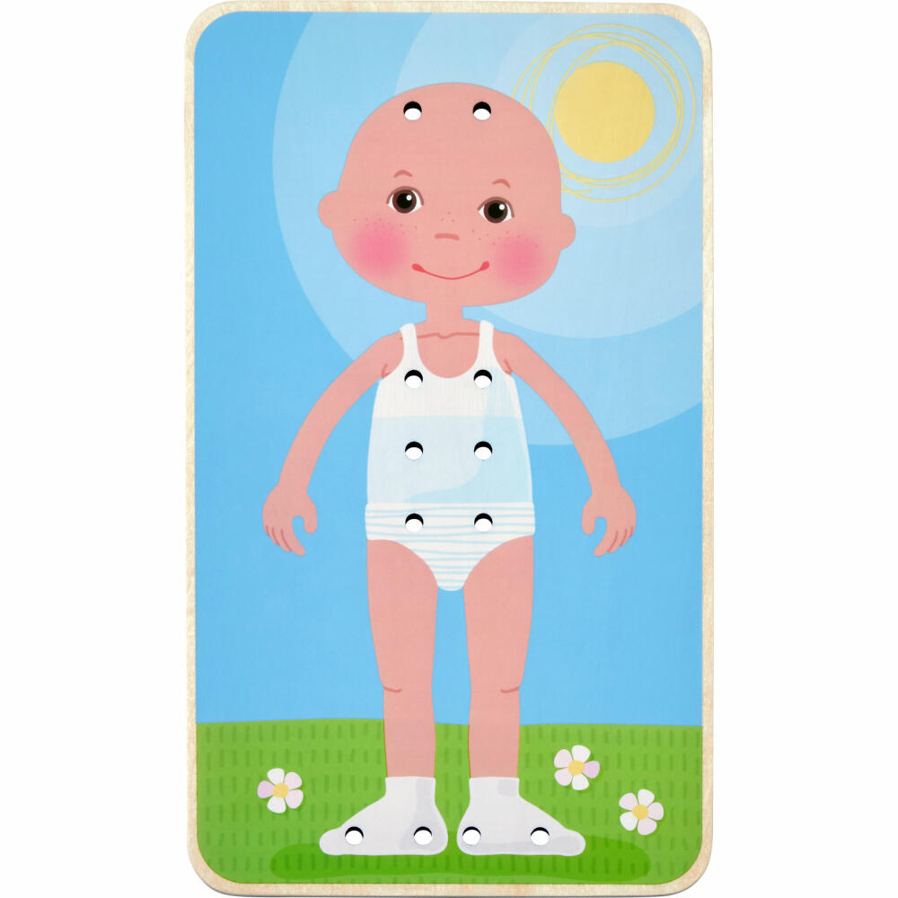 HABA Threading Game Dress Up Fun, Craft Game, Creative Game, Ages 3+, Wood, Polyester, 305165