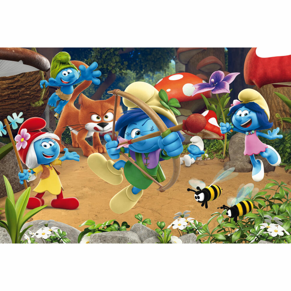 Schmidt Spiele Puzzle The Smurfs Azrael in Smurfhausen, Children's Puzzle, Children, 60 Pieces, with 2 Figures, 56522