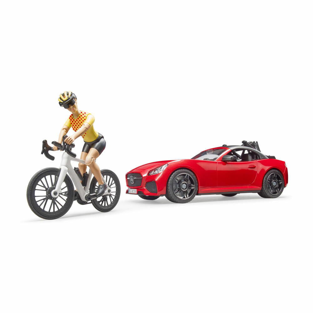 Bruder Leisure Roadster, with racing bike, cyclist, model car, model car, toy, 03485