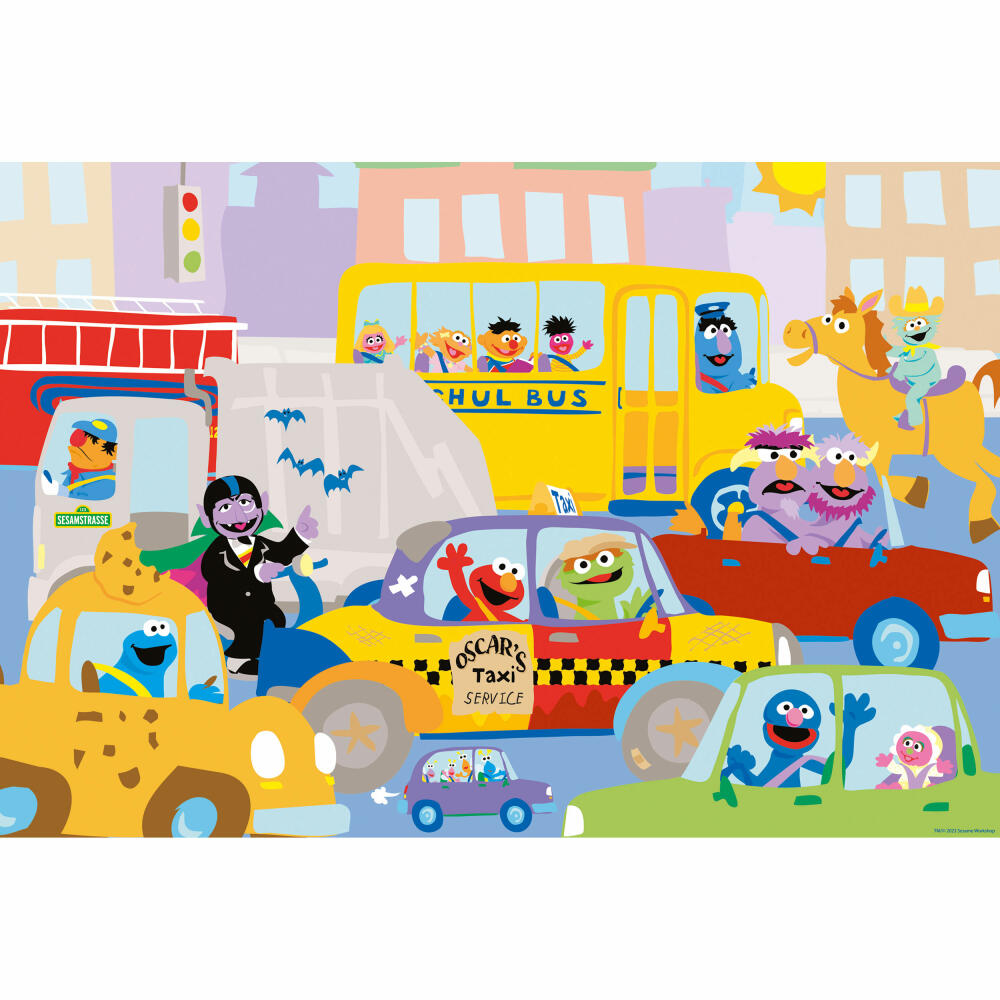 Schmidt Spiele Sesamstraße Im Straßenverkehr, Kinderpuzzle, Kinder Puzzle, ab 6 Jahre, 100 Teile, 56460