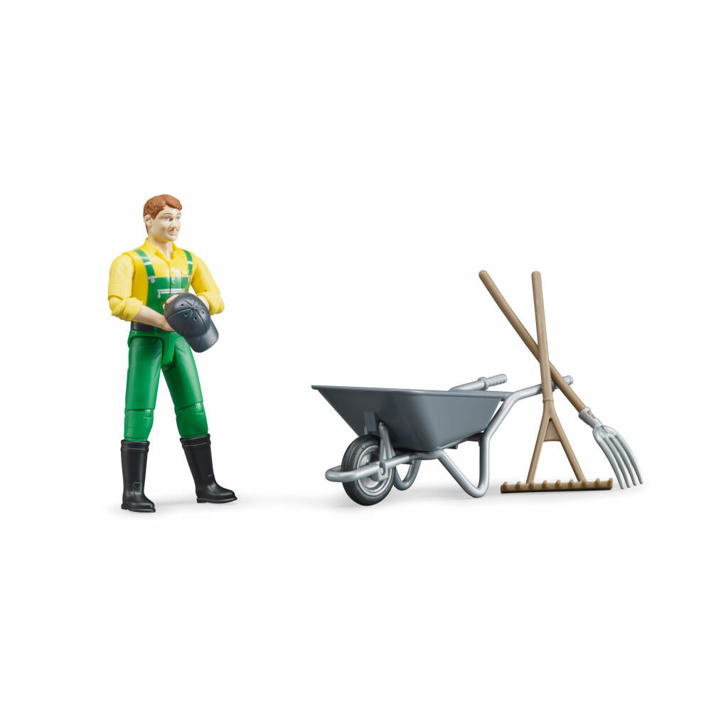Bruder bworld Figurenset Landwirt, 5-tlg., Schubkarre, Spielfigur, Modell, Spielzeug, 62610