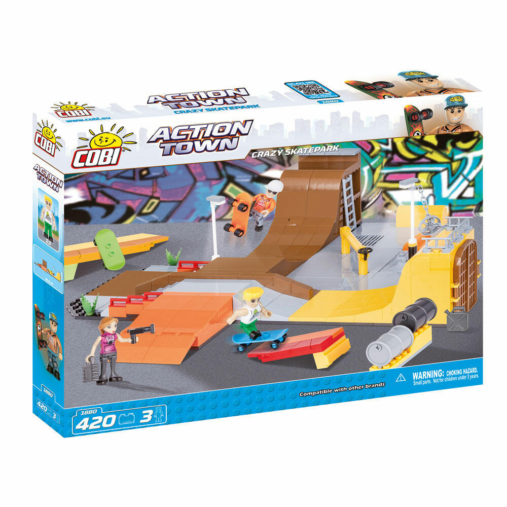 COBI Action Town Crazy Skatepark, Skater, Skate Park, Skateboard, Spielzeug, Konstruktionsbausteine, Kunststoff, 420 Teile, 1880
