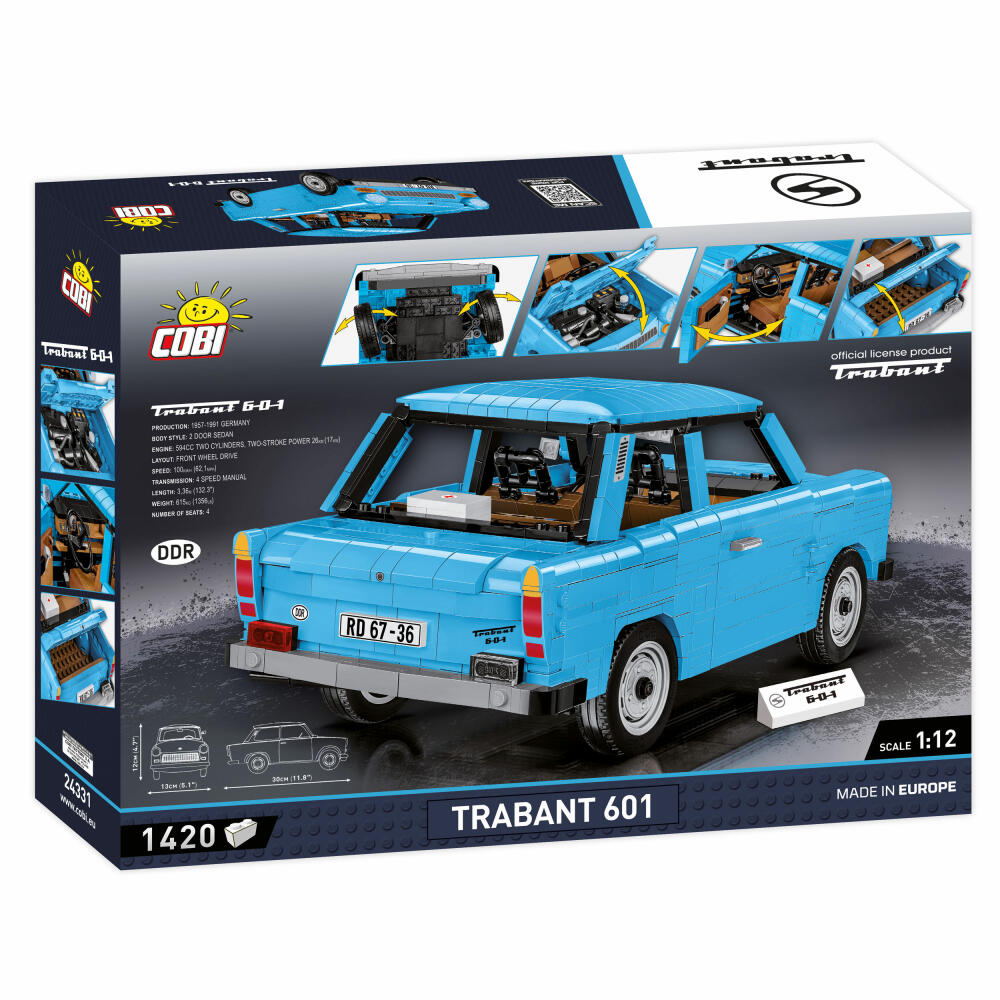 COBI Klemmbausteinset Trabant 601, Auto, Fahrzeug, Youngtimer Collection, Klemmbausteine, Kunststoff, 1420 Teile, 24331