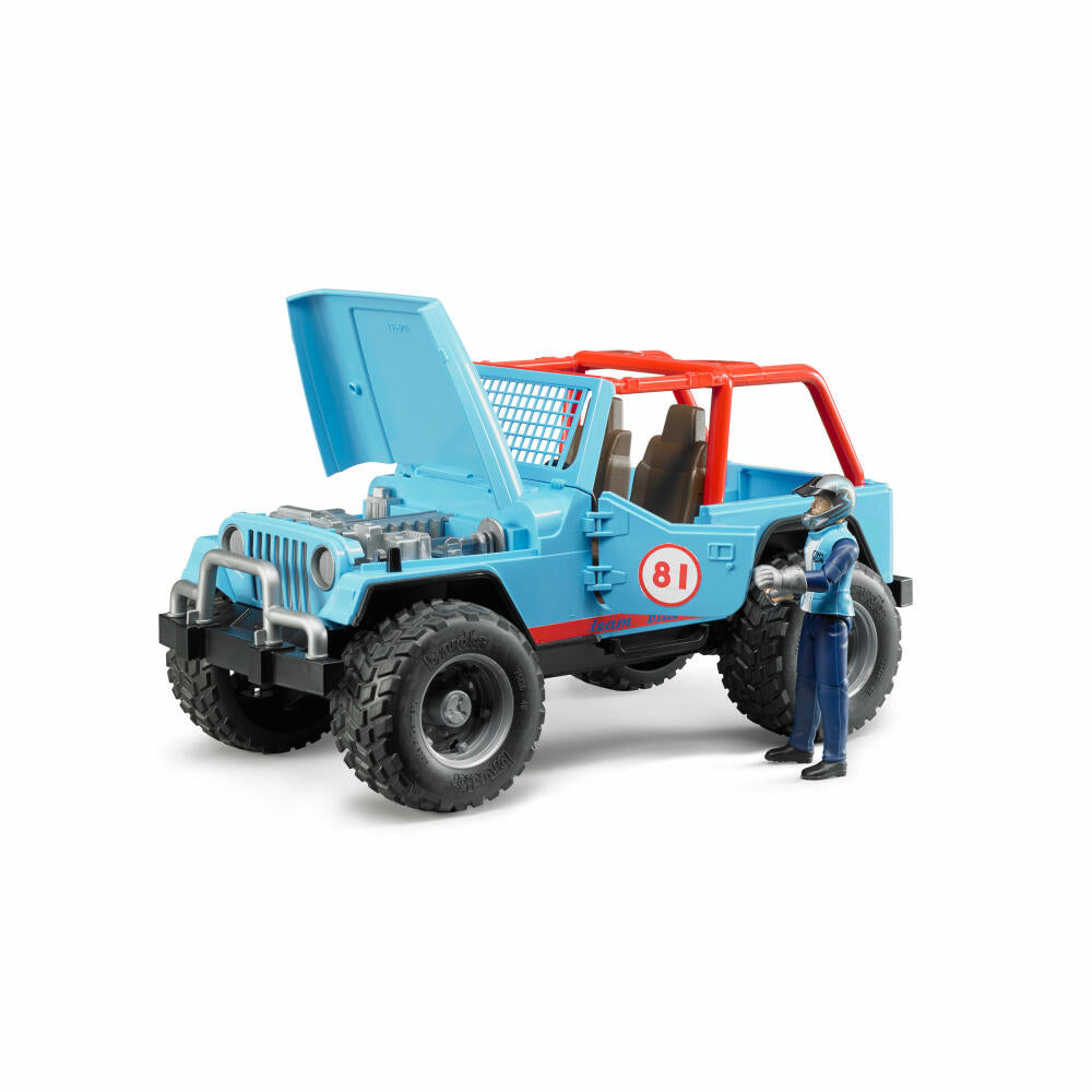 Bruder Freizeit Jeep Cross Country Racer Blau, mit Rennfahrer, Modellfahrzeug, Modell Fahrzeug, Spielzeug, 02541