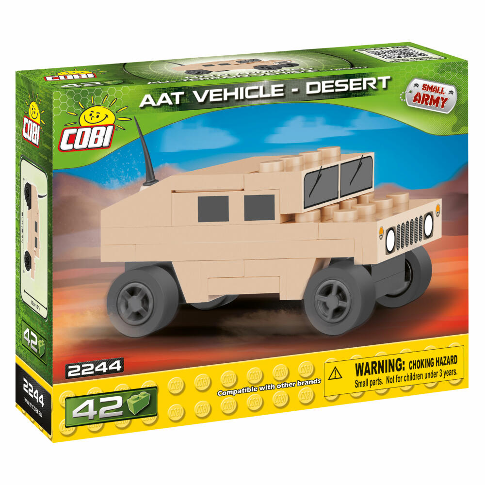 COBI World War 2 Nato AAT Vehicle Desert Nano, Vehicle, Military, Soldiers, Figure, Construction Bricks, 42 Parts, 2244