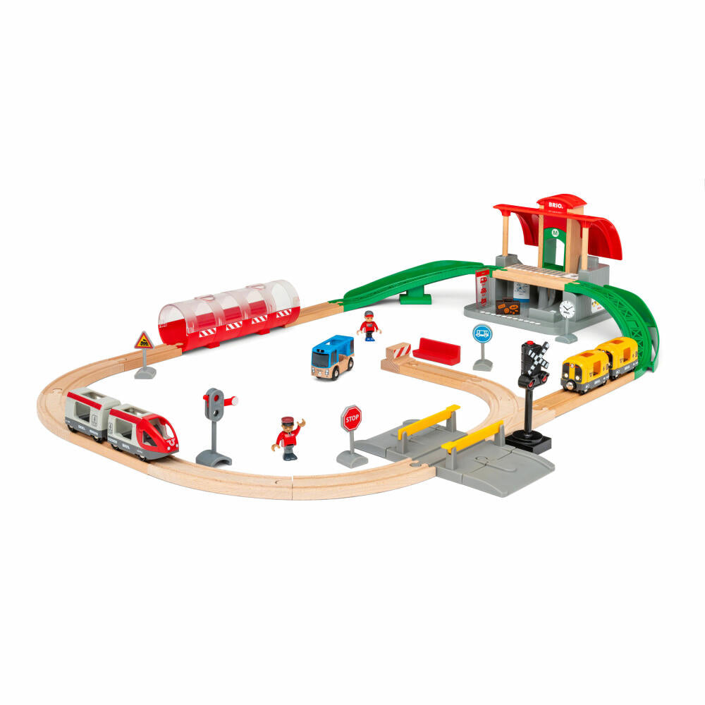 BRIO Großes City Bahnhof Set, Spielset, Holzeisenbahn, Holz Eisenbahn, Zug, Hauptbahnhof, 33989