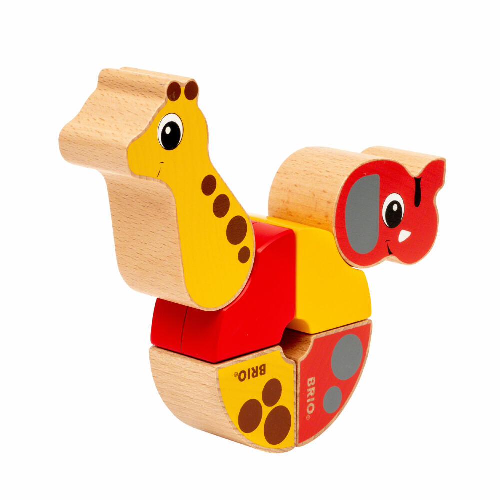 BRIO Magnet-Tiere Elefant und Giraffe, 6-tlg., Magnetisches Spielzeug, Holzspielzeug, Kleinkind, 30284