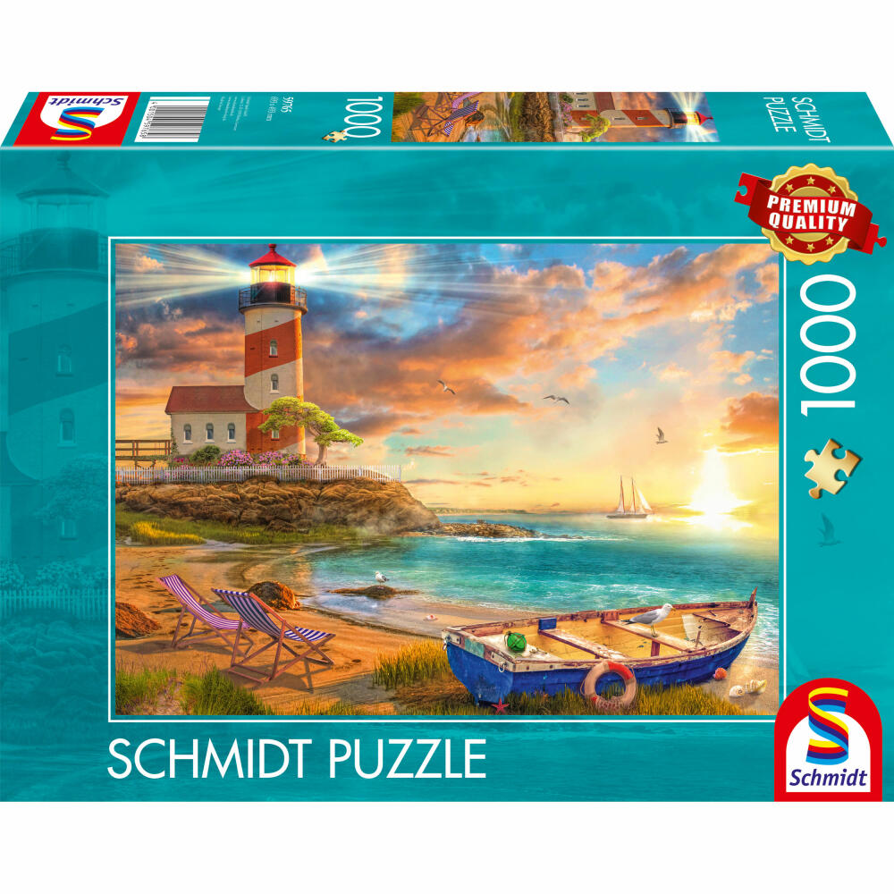 Schmidt Spiele Puzzle Sonnenuntergang in der Leuchtturm-Bucht, Erwachsenenpuzzle, Standard, 1000 Teile, 59765