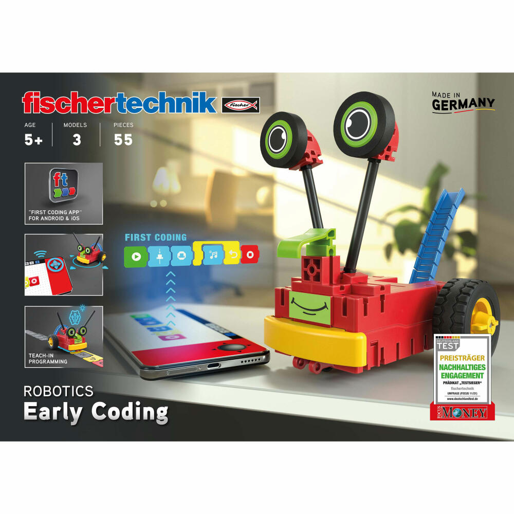 Fischertechnik Early Coding, 25-tlg., Informatik, Roboter, Baukasten, Konstruktionsspielzeug, 559889