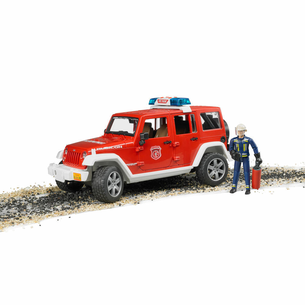 Bruder Einsatzfahrzeuge Jeep Wrangler Unlimited Rubicon Feuerwehrfahrzeug, mit Feuerwehrmann, Feuerwehr Auto, Modellfahrzeug, Modell Fahrzeug, Spielzeug, 02528