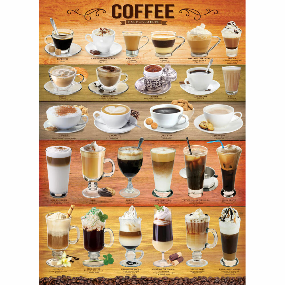 Eurographics Puzzle Coffee, Coffee Drinks, 1000 pieces, 68 x 48 cm, 6000-0589