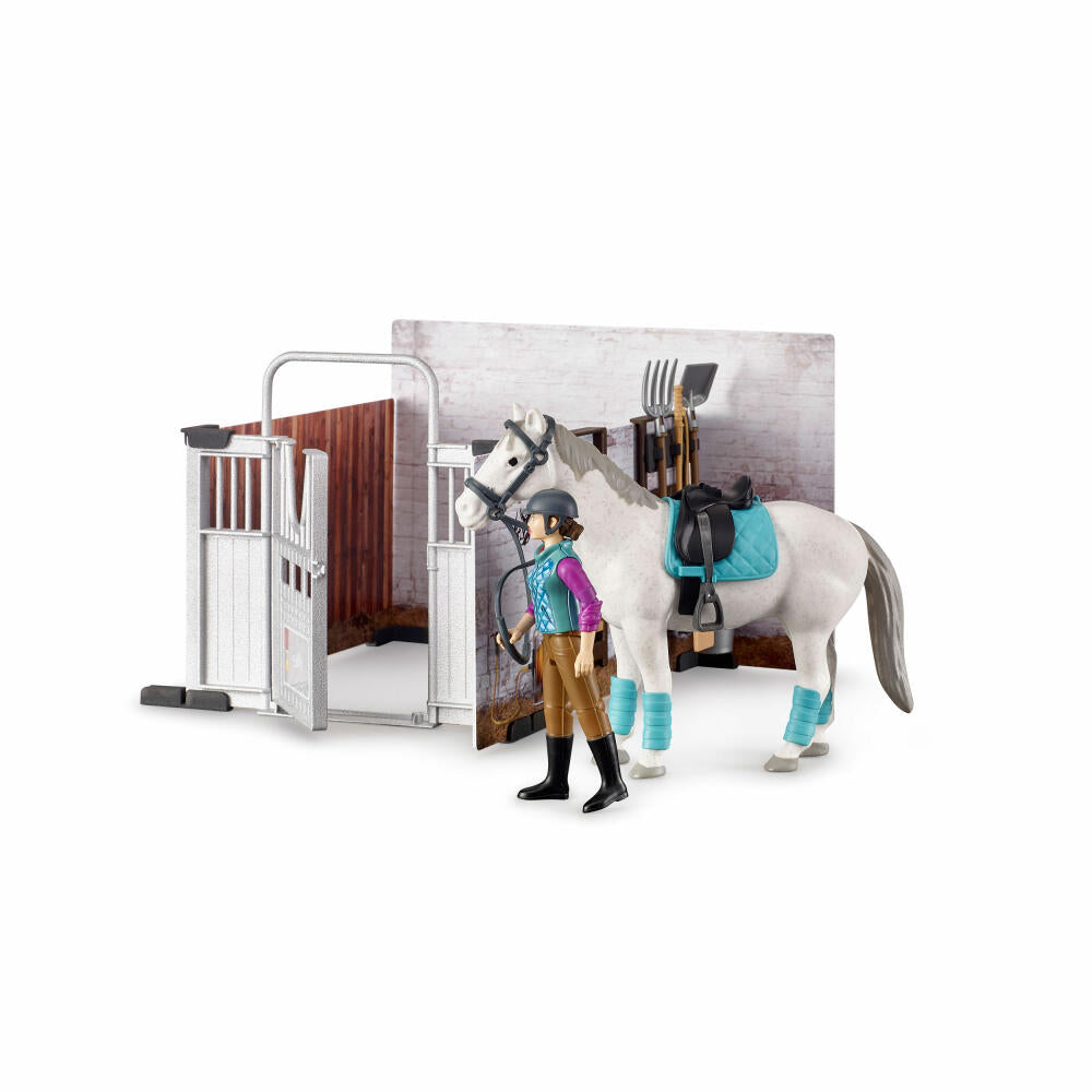 Bruder bworld Horse Stable, 17 pcs., Horse, Rider, Play Figure, Accessories, Toy, 62506