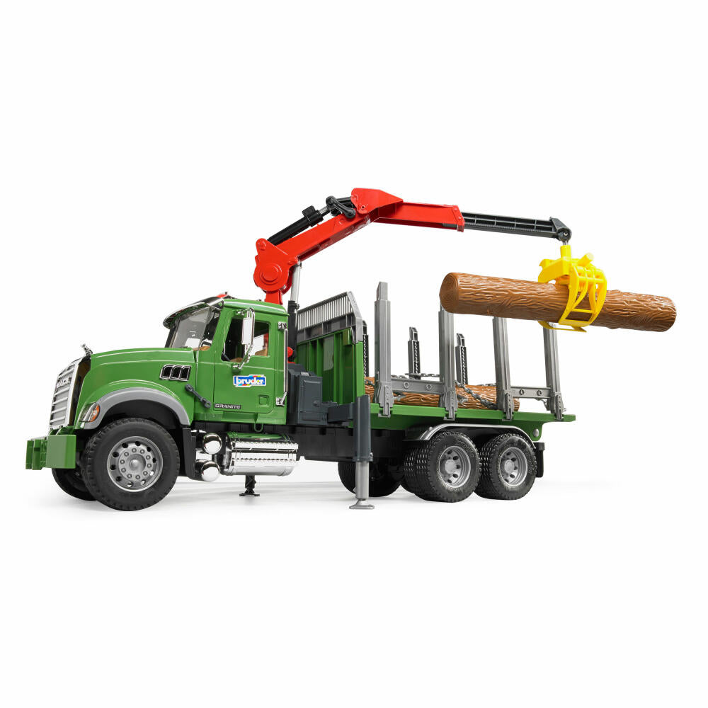 Bruder Forestry MACK Granite Timber Transport Truck, with Loading Crane, Grab, Model Vehicle, Model Vehicle, Toy, 02824