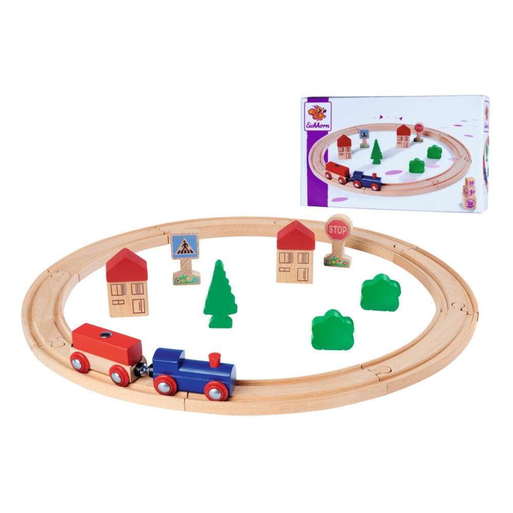 Eichhorn Bahn Kreis, 20-tlg., Eisenbahn, Holzeisenbahn, Log, Zug, Spielzeug, Holz, 100006200