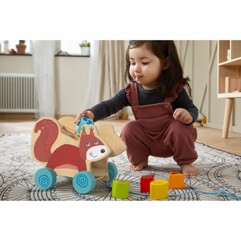HABA Pull-along figure squirrel, pull-along toy, pull-along animal, toy, from 12 months, 1306938001