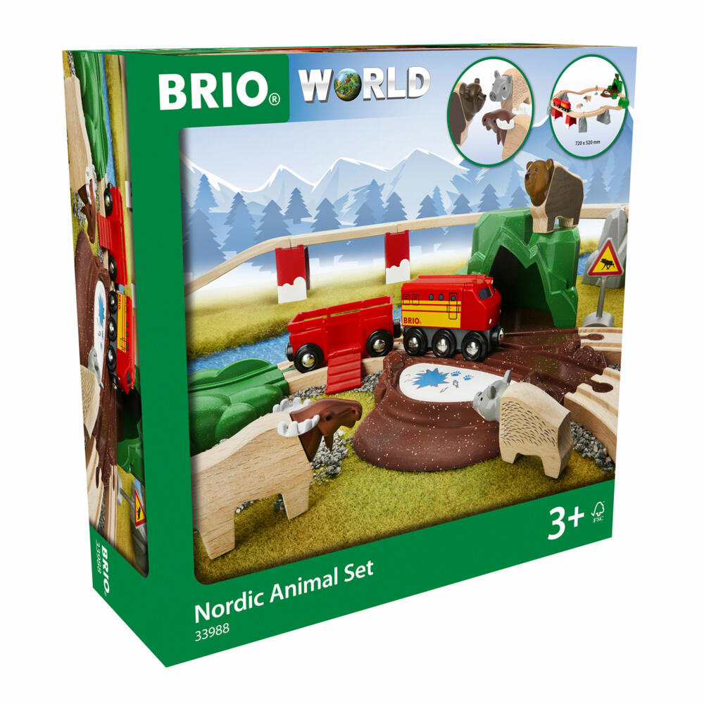 BRIO World Nordic Forest Animals Set, 26 pcs., Wooden Railway, Wooden Railway, Accessories, Tracks, Freight Train, 33988