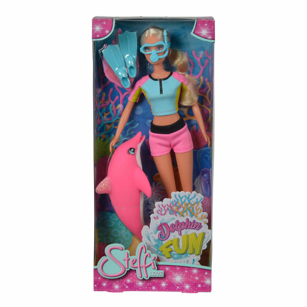 Simba Steffi Love Dolphin Fun Doll, Diving Fun, Diving, Dolphin, with Accessories, Toy, 29 cm, 105733201