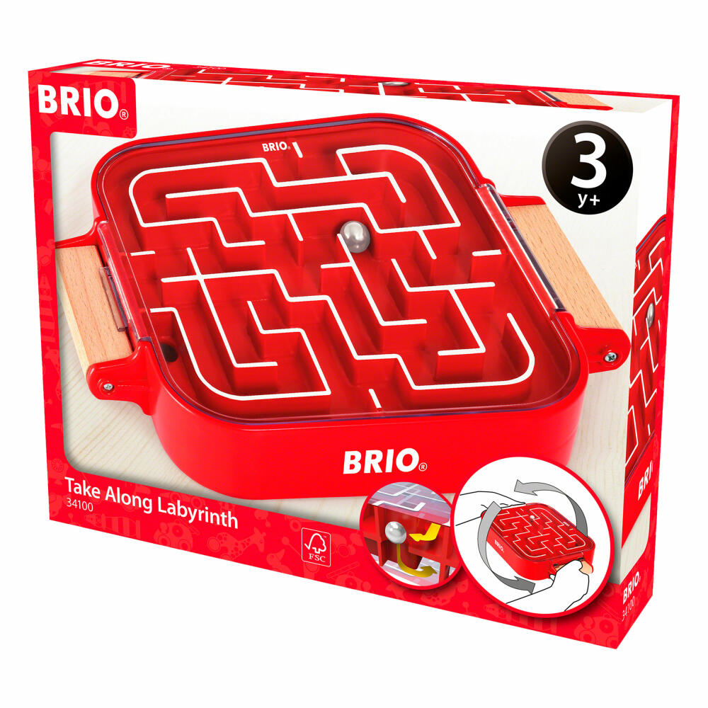 BRIO Games Take Along Labyrinth, Labyrinth Game, Educational Game, Skill Game, Game, 34100