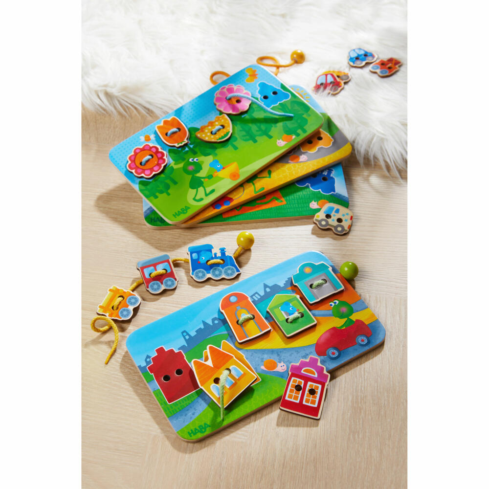 HABA Threading Game Frog on Tour, Craft Game, Creative Game, Ages 3 and Up, Polyester, Plywood, 305229
