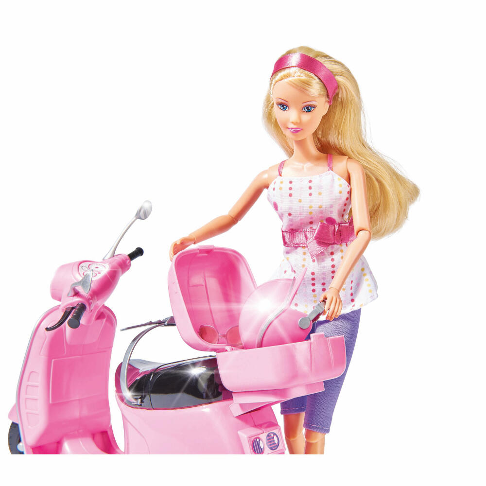 Simba Steffi Love Chic City Scooter, Scooter, Moped, with Helmet Compartment, Doll, Toy, 29 cm, 105730282
