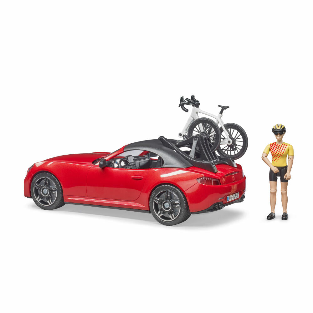 Bruder Leisure Roadster, with racing bike, cyclist, model car, model car, toy, 03485