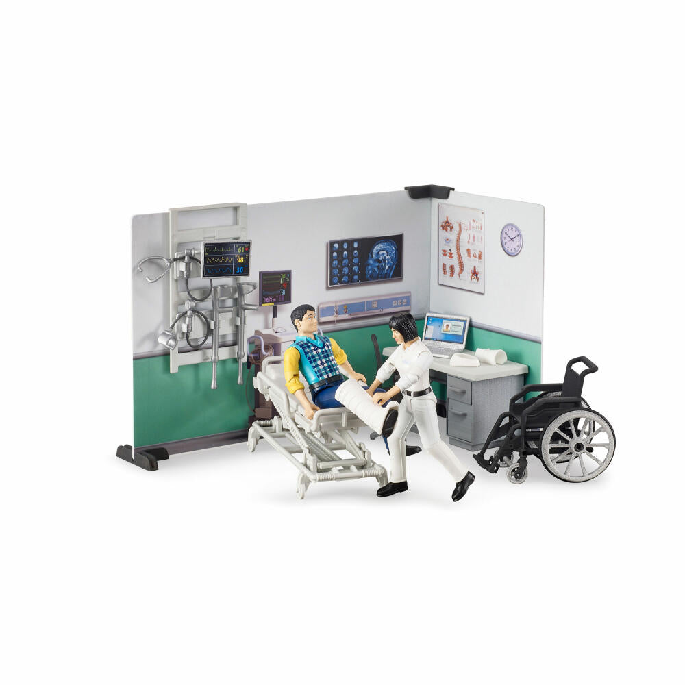 Bruder bworld Krankenstation, Ärztin, Patient, Krankenhaus, Spiel Figur, Zubehör, Spielzeug, 62711