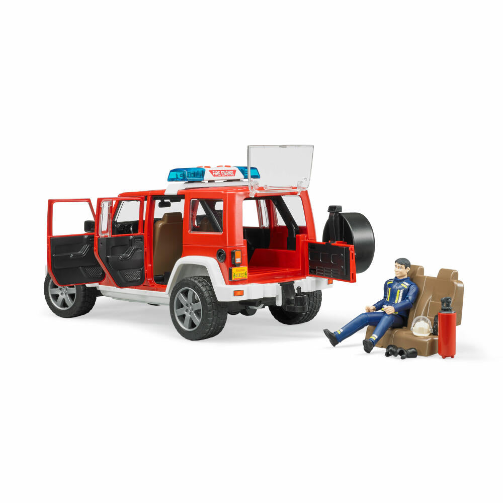 Bruder Einsatzfahrzeuge Jeep Wrangler Unlimited Rubicon Feuerwehrfahrzeug, mit Feuerwehrmann, Feuerwehr Auto, Modellfahrzeug, Modell Fahrzeug, Spielzeug, 02528