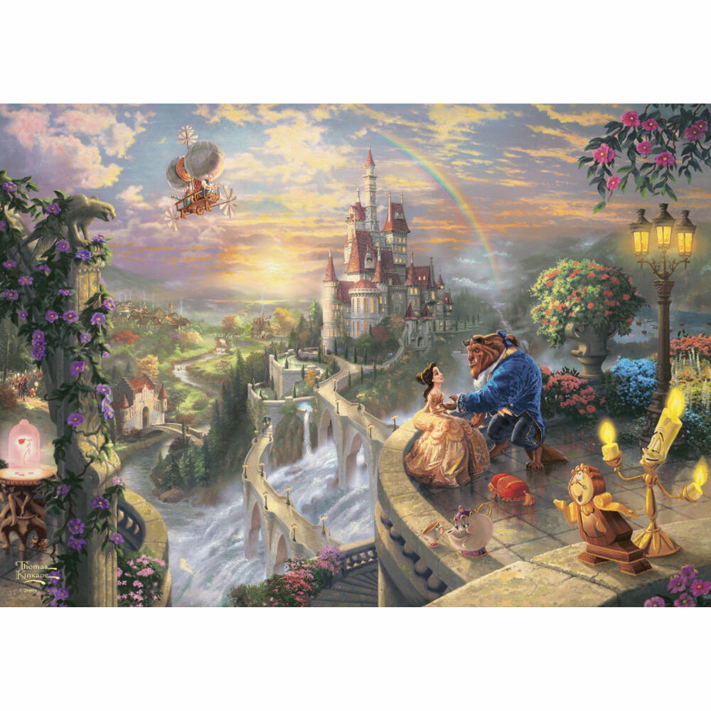 Schmidt Spiele Disney Beauty and the Beast, Thomas Kinkade, Puzzle, Erwachsenenpuzzle, Nostalgiedose, 500 Teile, 59926