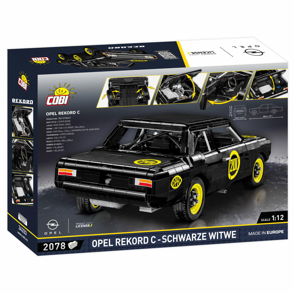 Cobi Klemmbausteinset Opel Rekord C - Schwarze Witwe, Fahrzeug, Spielzeug, 2078 Teile, 24333