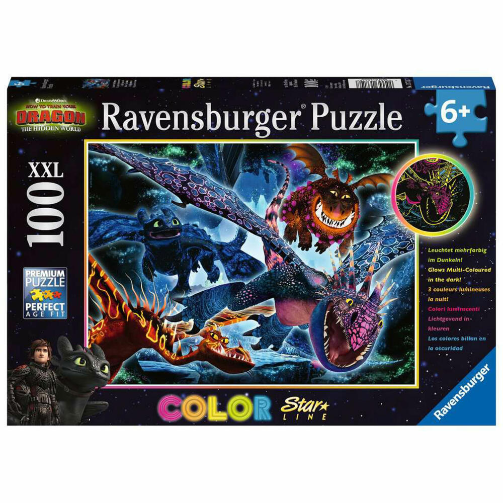 Ravensburger Children's Puzzle Glowing Dragons, Puzzle with XXL Pieces, 100 XXL Pieces, 13710