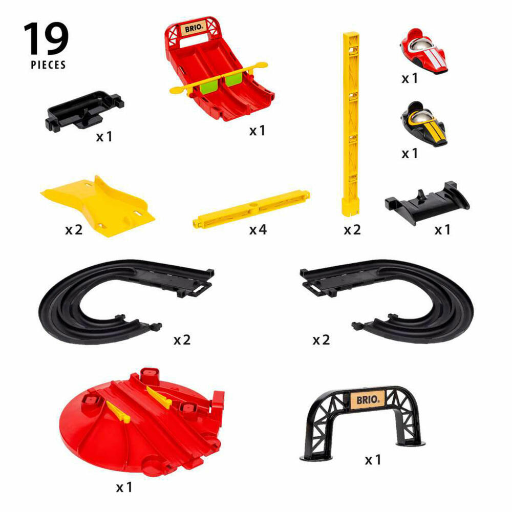 BRIO Rennbahn-Turm mit zwei Rennwagen, Rennstrecke, Rennauto, Spielzeug, 63055000