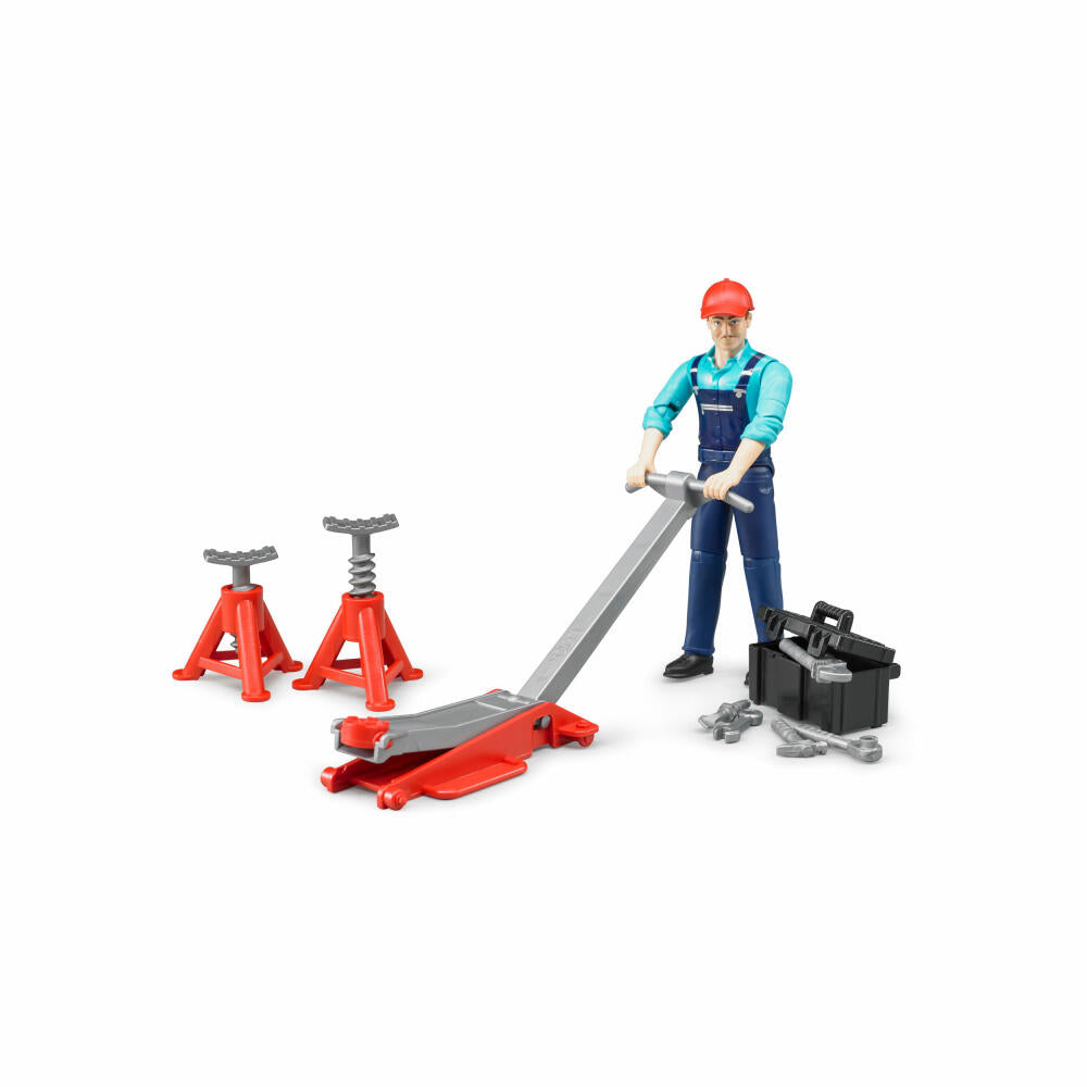 Bruder bworld Figurenset Werkstatt, 10-tlg., Mechaniker, Werkzeug, Spielfigur, Figur, Modell, Spielzeug, 62100