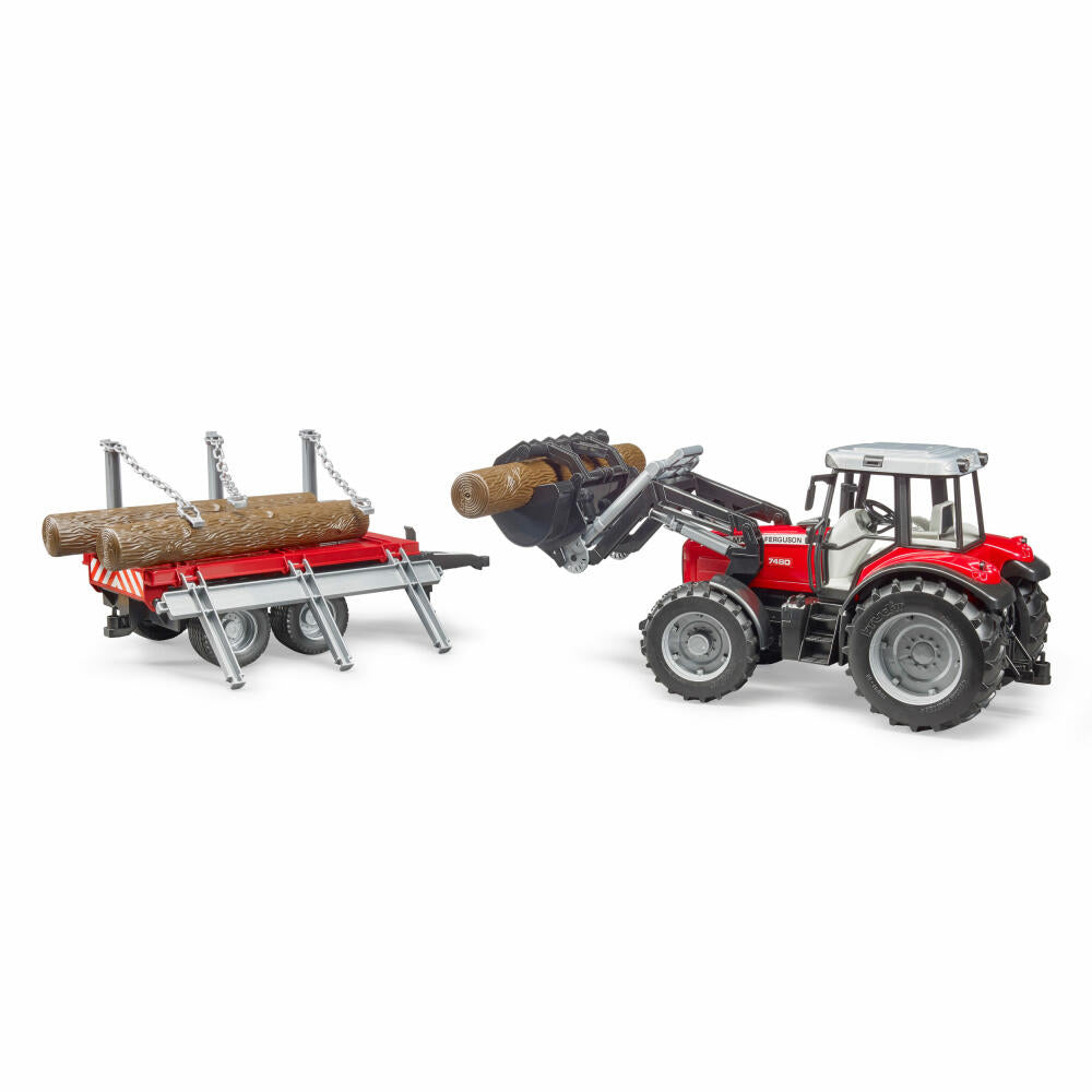Bruder Forestry Massey Ferguson 7480, with front loader and trailer, model vehicle, model vehicle, toy, 02046