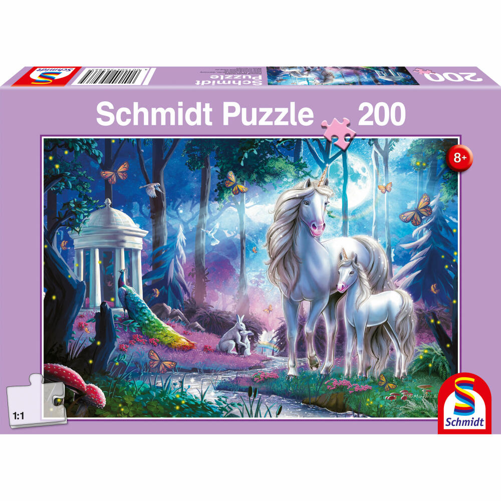 Schmidt Spiele Children's Puzzle Standard Unicorn Mare with Foal, Children's Puzzle, 200 Pieces, 56486