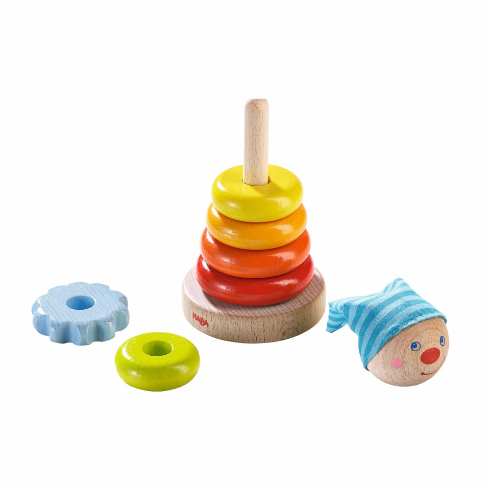 HABA Steckspiel Kasper, 8-tlg., Stapelspiel, Sortierspiel, Holzspielzeug, 302913
