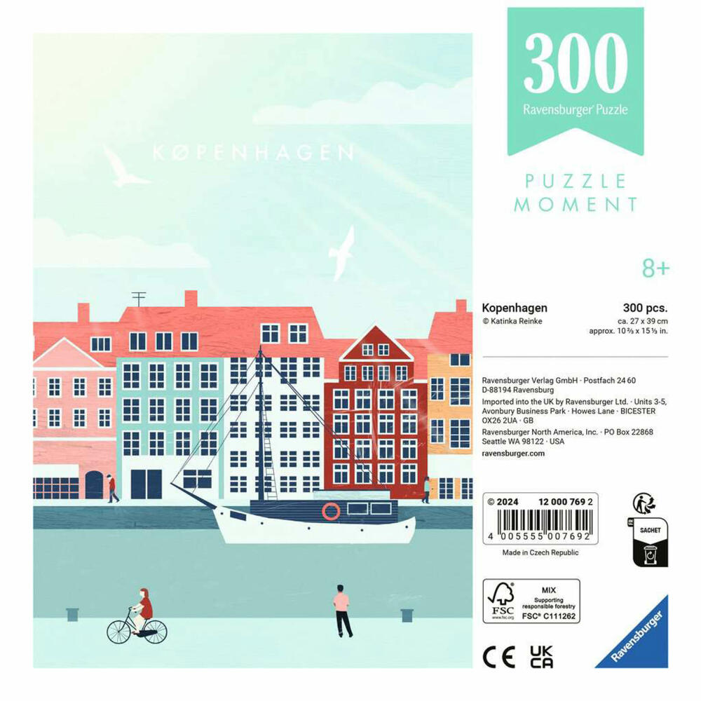 Ravensburger Moment City Kopenhagen, 300 Teile, Erwachsenenpuzzle, Puzzle für Erwachsene, 12000769