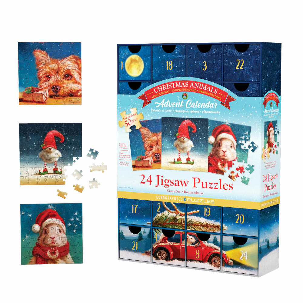 Eurographics Puzzle Advent Calendar - Heffernan Christmas, 24 x 50 pieces, 12.5 x 12.5 cm, 8924-5734