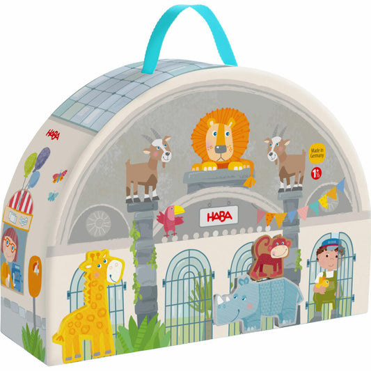HABA Spielset Spielwelt Zoo, Holzspielzeug, Tierfiguren, ab 1.5 Jahren, 1306941001