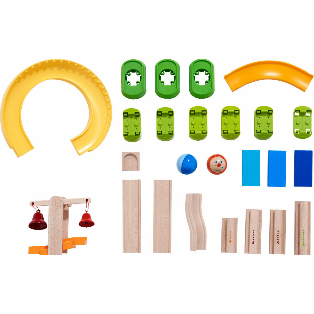 HABA Kullerbü Ball Track Klingeling, Wooden Ball Track, Wooden Blocks, Wooden Track, Beech, Metal, 302060