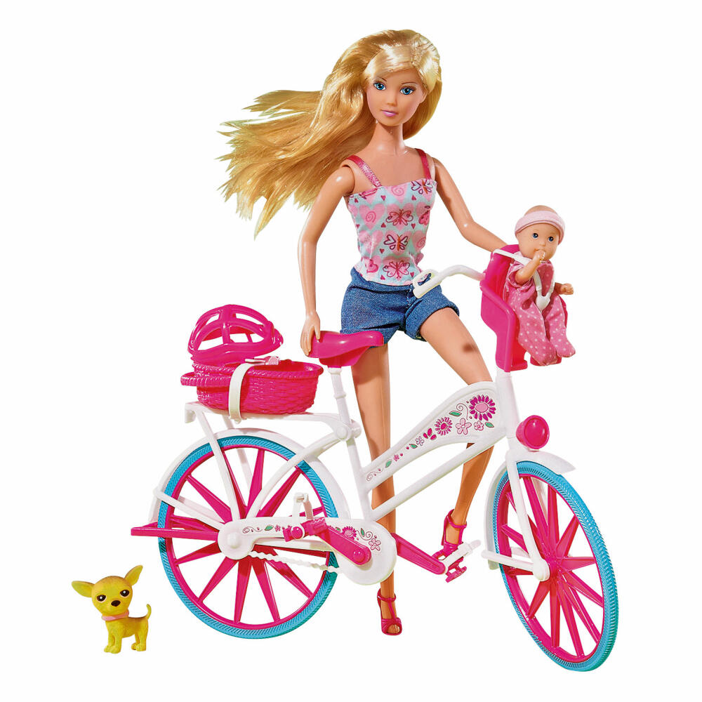 Simba Steffi Love, Bicycle Tour, and Baby and Puppy, Doll with Bicycle, Toy, Plastic, 32.5 cm, 105739050