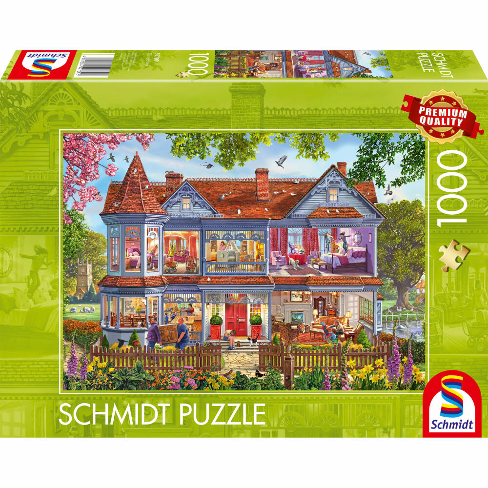 Schmidt Spiele Puzzle Haus im Frühling, Erwachsenenpuzzle, Standard, 1000 Teile, 59709