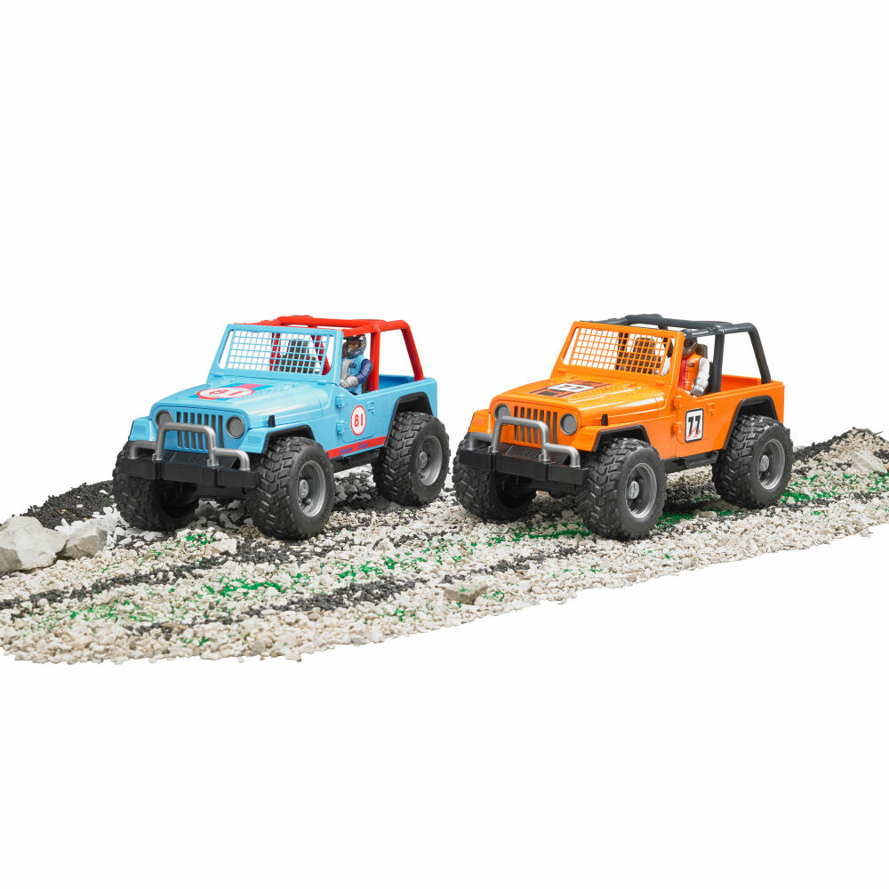 Bruder Freizeit Jeep Cross Country Racer Blau, mit Rennfahrer, Modellfahrzeug, Modell Fahrzeug, Spielzeug, 02541