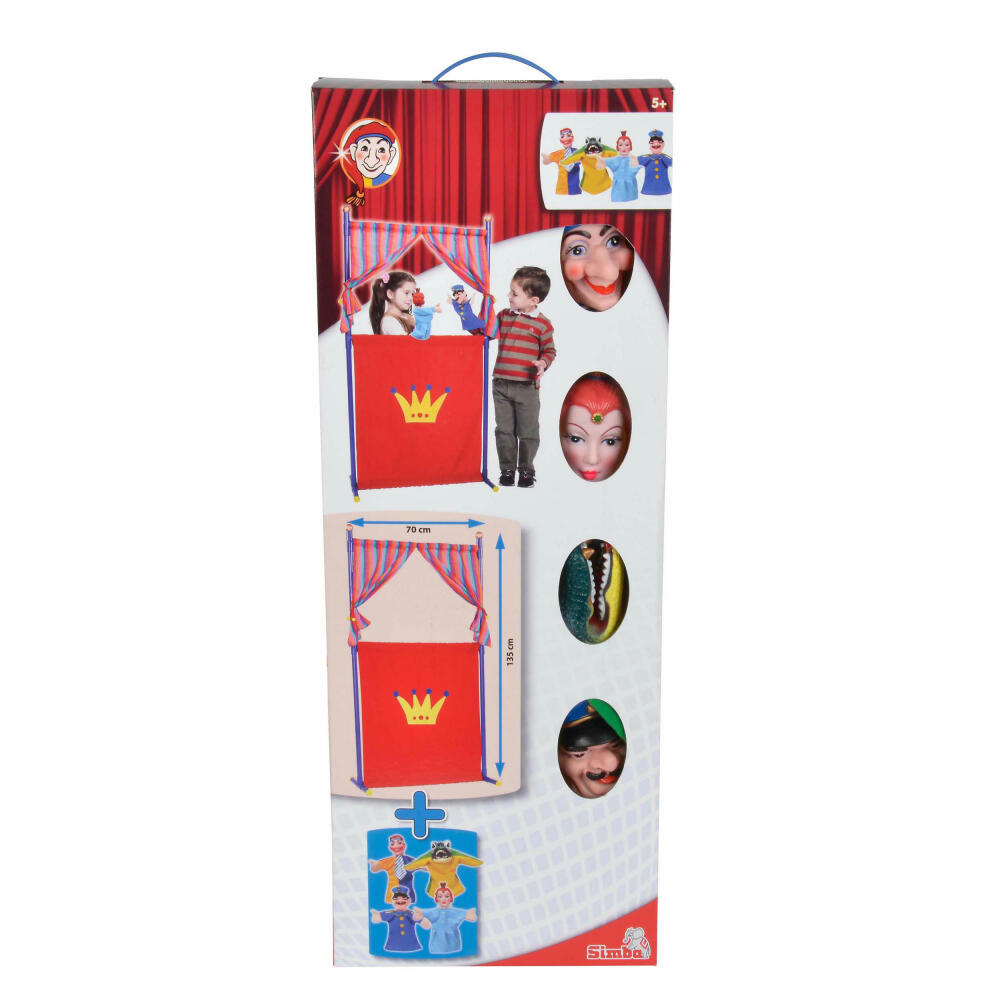 Simba Puppentheater, Kasperl Theater, 4 Handpuppen, Kasperl, Polizist, Krokodil, Prinzessin, Bühne, 104586783